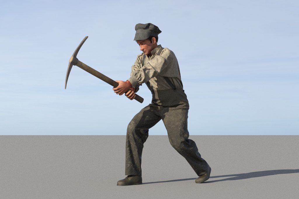 Worker with pickaxe