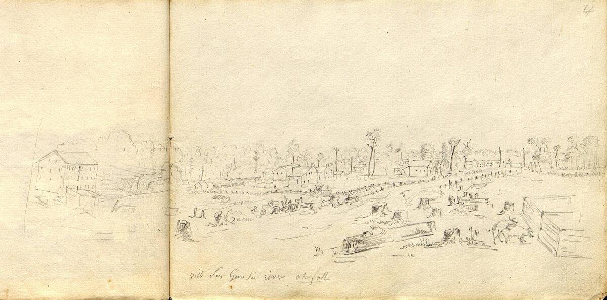 Charles Alexandre Lesueur's 1816 sketch of the village of Rochester